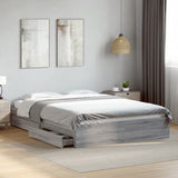 Cadre de lit avec tiroirs sans matelas sonoma gris 150x200 cm