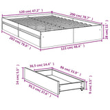 Cadre de lit avec tiroirs sans matelas noir 120x200 cm