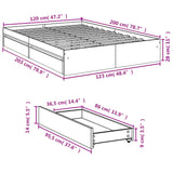 Cadre de lit avec tiroirs sans matelas chêne sonoma 120x200 cm