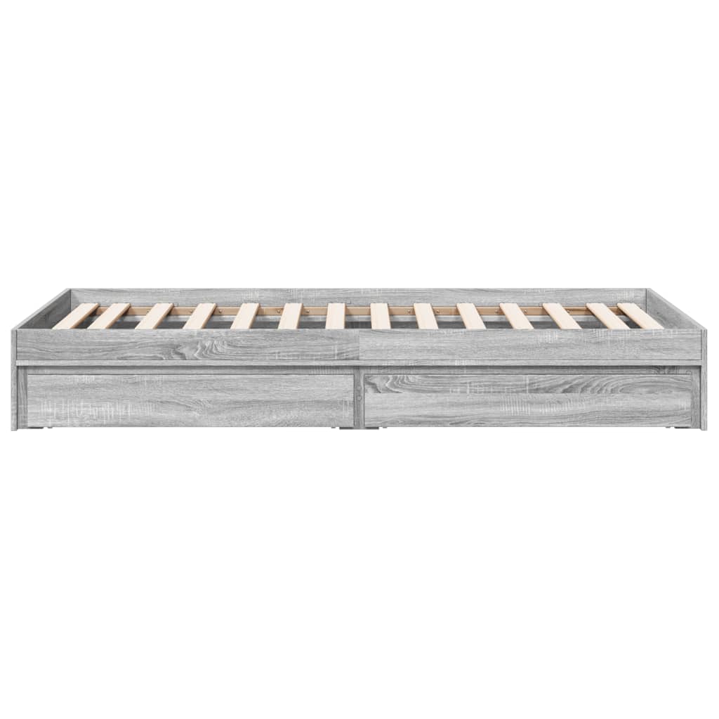 Cadre de lit avec tiroirs sans matelas sonoma gris 100x200 cm