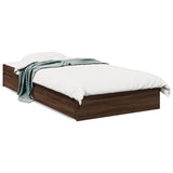 Bed frame with drawers without mattress brown oak 100x200 cm