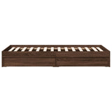 Bed frame with drawers without mattress brown oak 100x200 cm