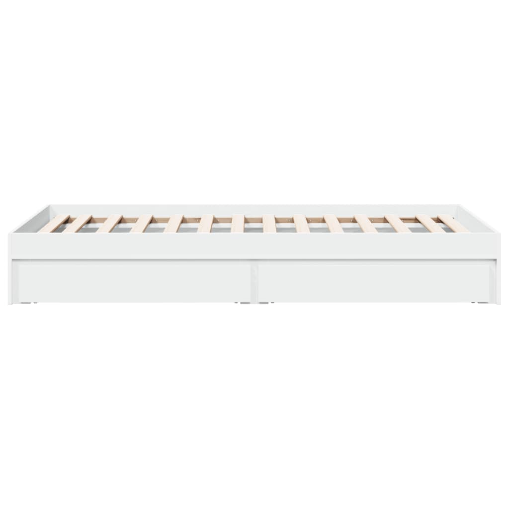 Cadre de lit avec tiroirs sans matelas blanc 90x200 cm