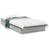 Cadre de lit avec tiroirs sans matelas sonoma gris 90x200 cm