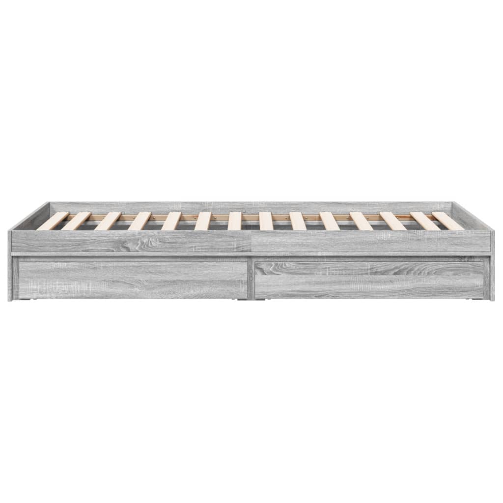 Cadre de lit avec tiroirs sans matelas sonoma gris 90x200 cm