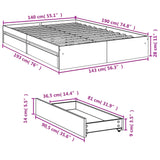 Cadre de lit avec tiroirs sans matelas noir 140x190 cm