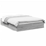 Cadre de lit avec tiroirs sans matelas sonoma gris 140x190 cm