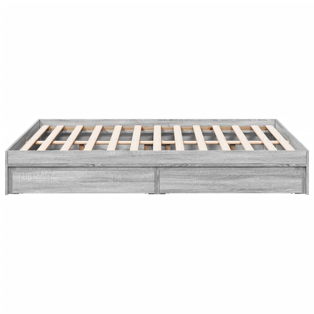 Cadre de lit avec tiroirs sans matelas sonoma gris 140x190 cm