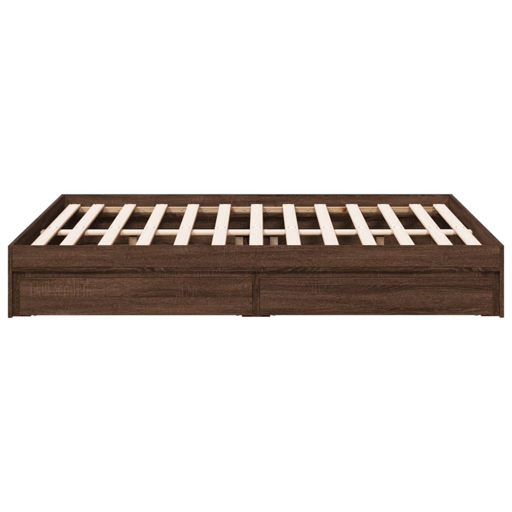 Cadre de lit avec tiroirs sans matelas chêne marron 140x190 cm