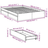 Cadre de lit avec tiroirs sans matelas chêne marron 140x190 cm