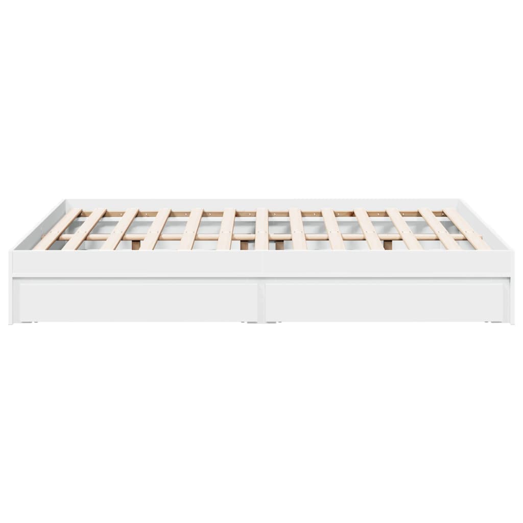 Cadre de lit avec tiroirs sans matelas blanc 135x190 cm