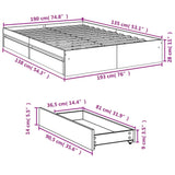 Cadre de lit avec tiroirs sans matelas blanc 135x190 cm