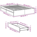 Cadre de lit avec tiroirs sans matelas noir 135x190 cm