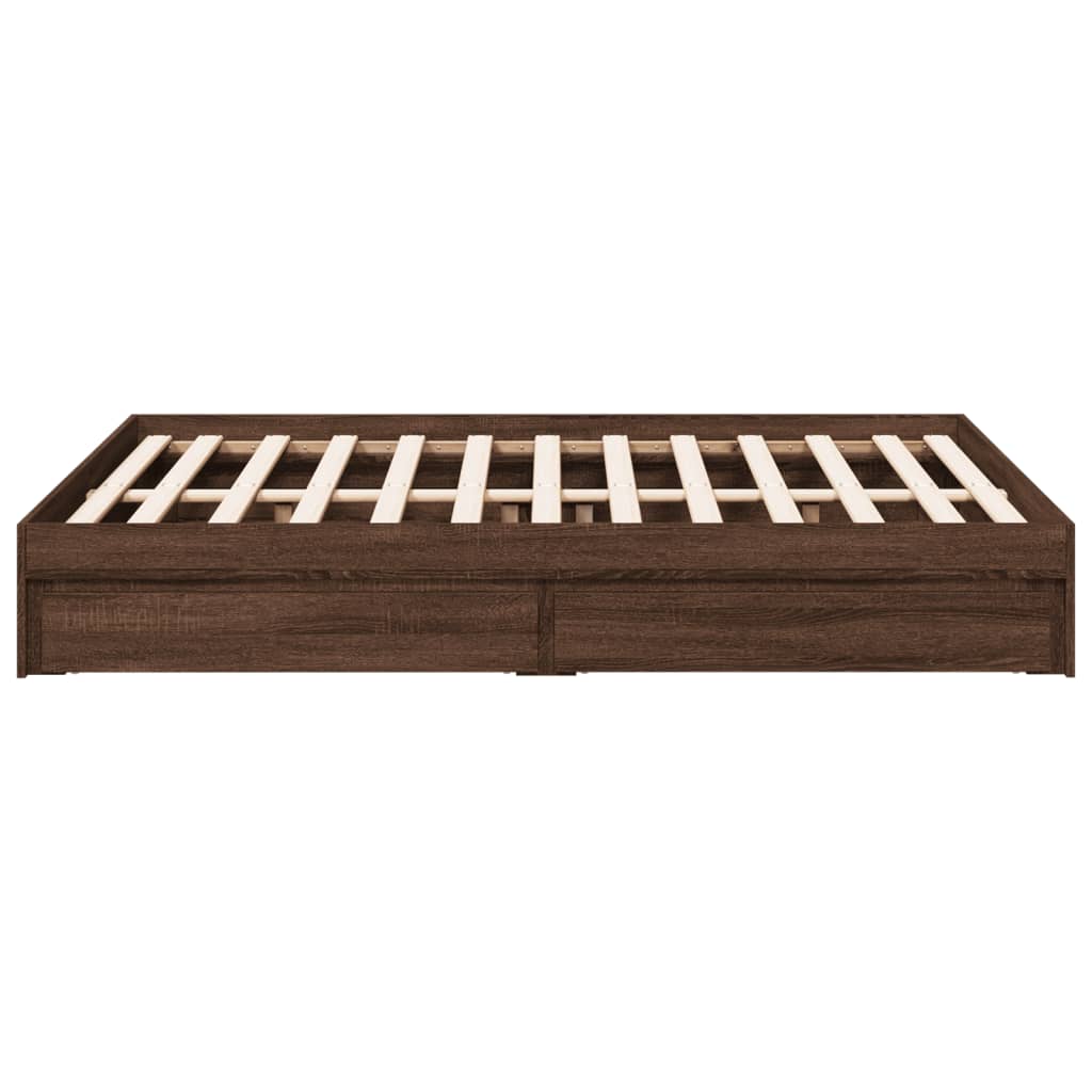 Cadre de lit avec tiroirs sans matelas chêne marron 135x190 cm