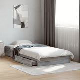 Cadre de lit avec tiroirs sans matelas sonoma gris 90x190 cm