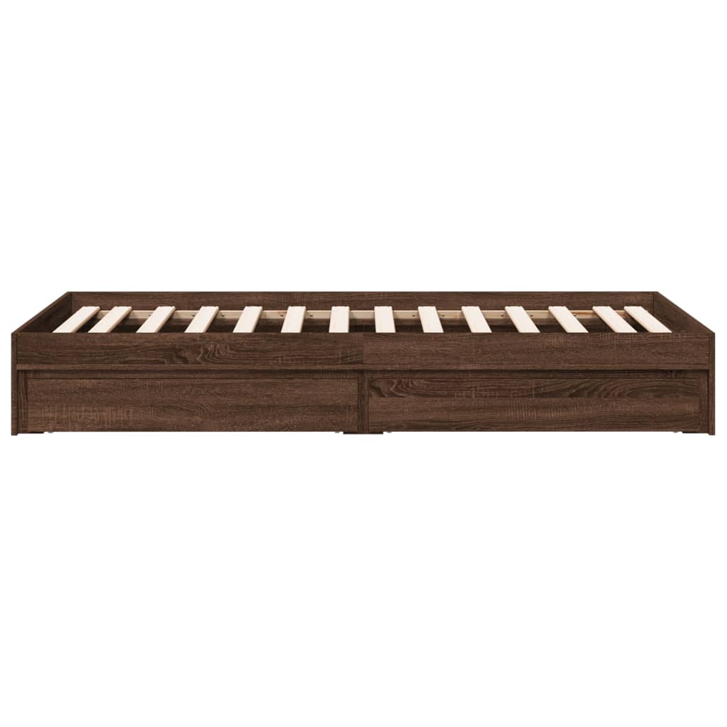 Cadre de lit avec tiroirs sans matelas chêne marron 90x190 cm