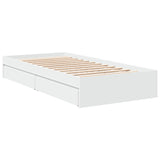 Bed frame with drawers without mattress white 75x190 cm