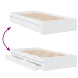 Bed frame with drawers without mattress white 75x190 cm