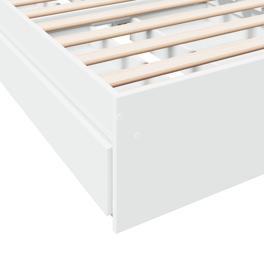 Bed frame with drawers without mattress white 75x190 cm