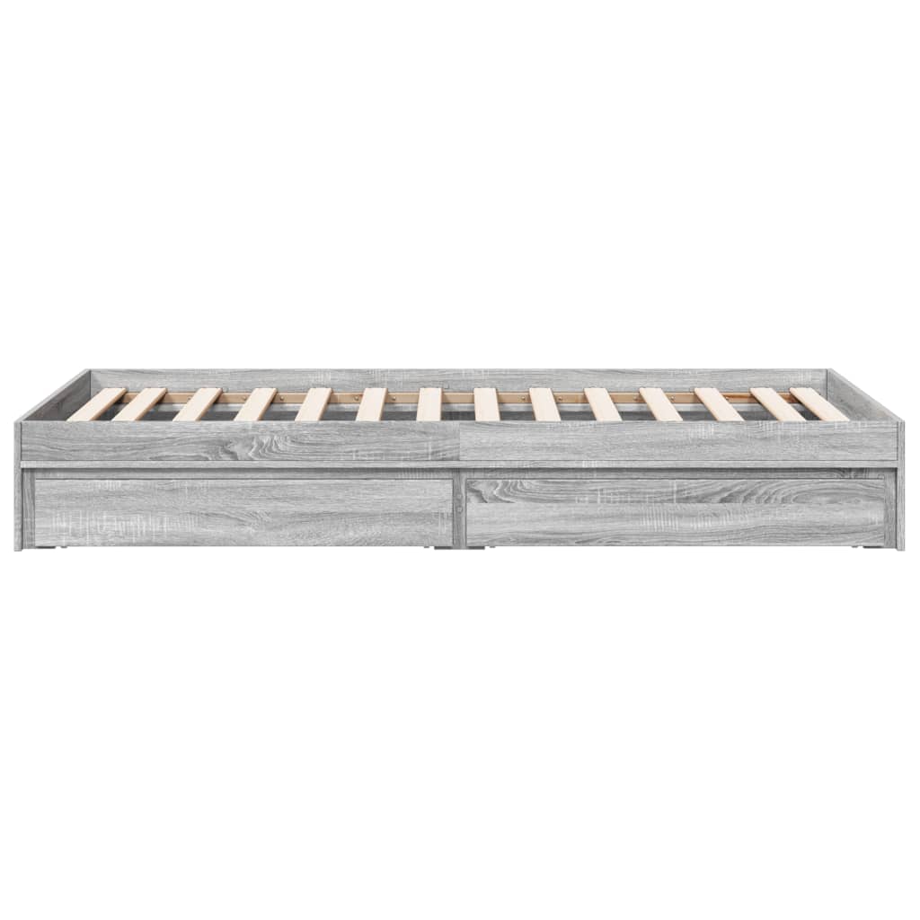 Cadre de lit avec tiroirs sans matelas sonoma gris 75x190 cm