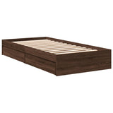 Cadre de lit avec tiroirs sans matelas chêne marron 75x190 cm