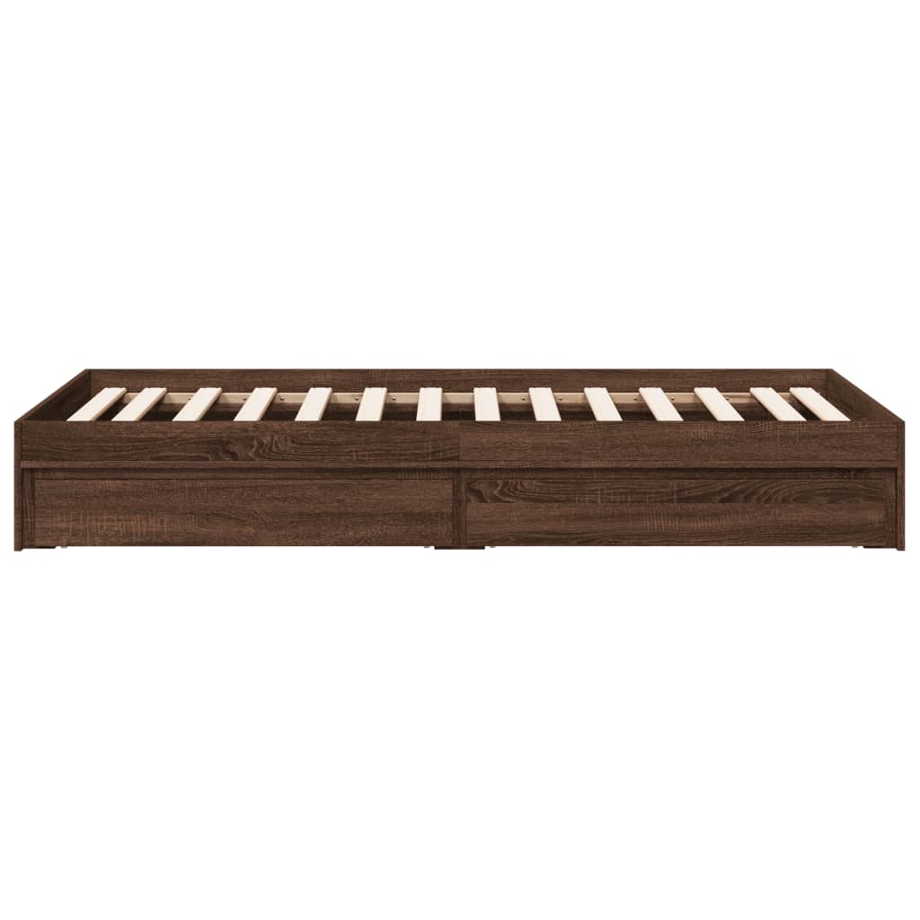 Cadre de lit avec tiroirs sans matelas chêne marron 75x190 cm