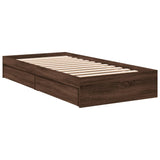 Cadre de lit avec tiroirs sans matelas chêne marron 75x190 cm