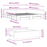 Cadre de lit avec tiroirs sans matelas sonoma gris 200x200 cm