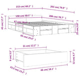 Cadre de lit avec tiroirs sans matelas chêne sonoma 150x200 cm