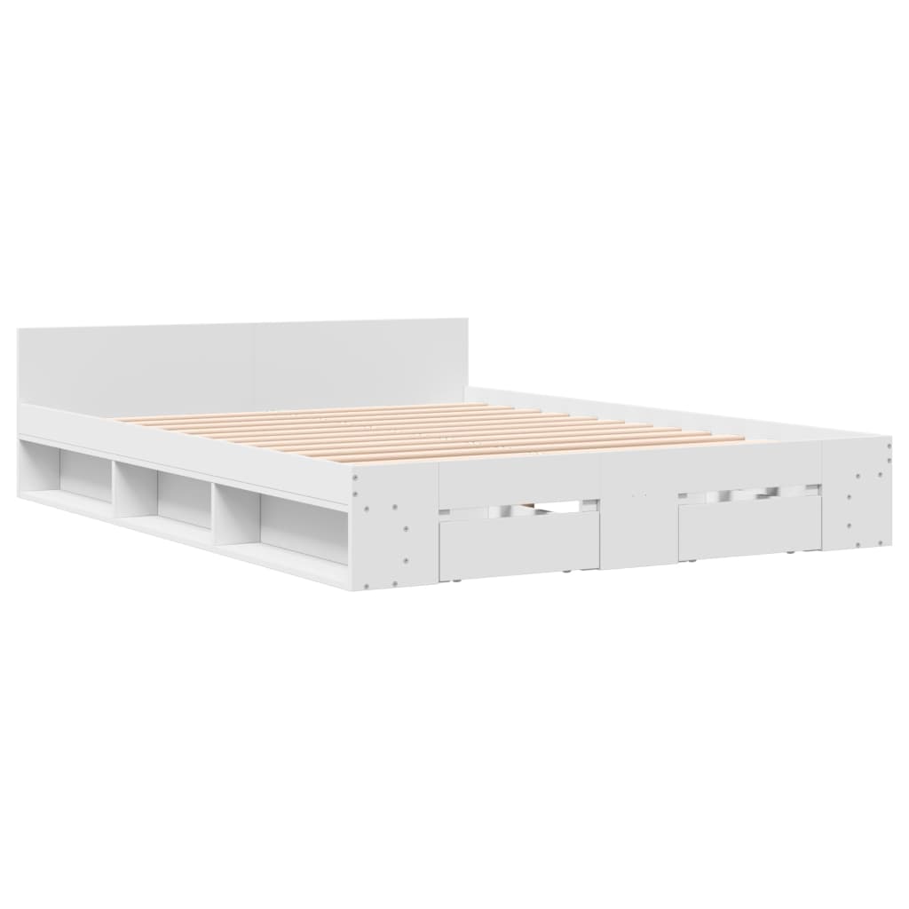 Bed frame with drawers without mattress white 140x200 cm