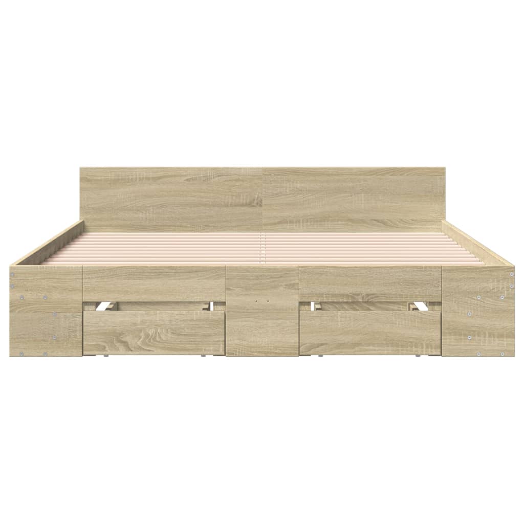 Bed frame with drawers without mattress sonoma oak 140x200 cm