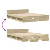 Bed frame with drawers without mattress sonoma oak 140x200 cm