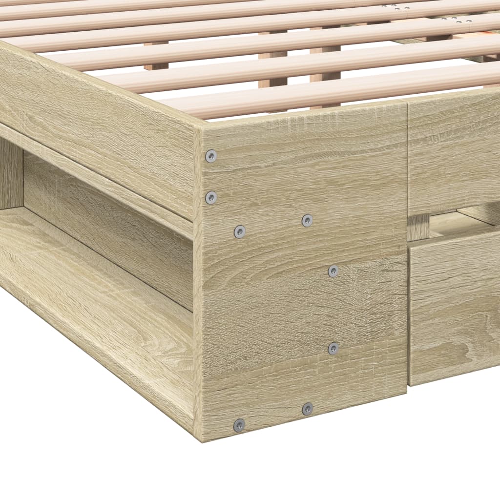 Bed frame with drawers without mattress sonoma oak 140x200 cm