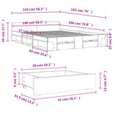 Cadre de lit avec tiroirs sans matelas blanc 140x190 cm