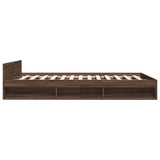 Cadre de lit avec tiroirs sans matelas chêne marron 140x190 cm