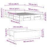 Cadre de lit avec tiroirs sans matelas blanc 120x190 cm