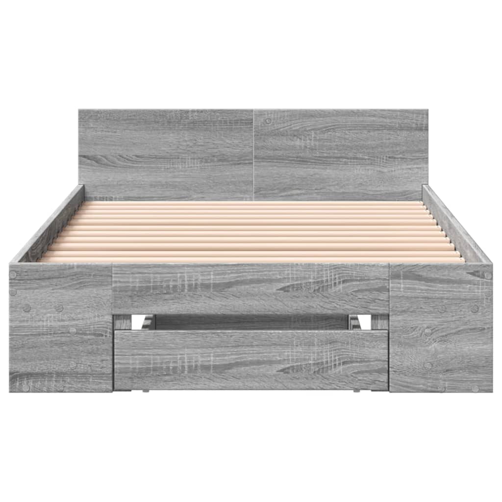 Cadre de lit avec tiroir sans matelas sonoma gris 90x190 cm