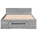 Cadre de lit avec tiroir sans matelas sonoma gris 90x190 cm