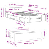 Cadre de lit avec tiroir sans matelas sonoma gris 90x190 cm