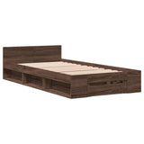 Cadre de lit avec tiroir sans matelas chêne marron 90x190 cm