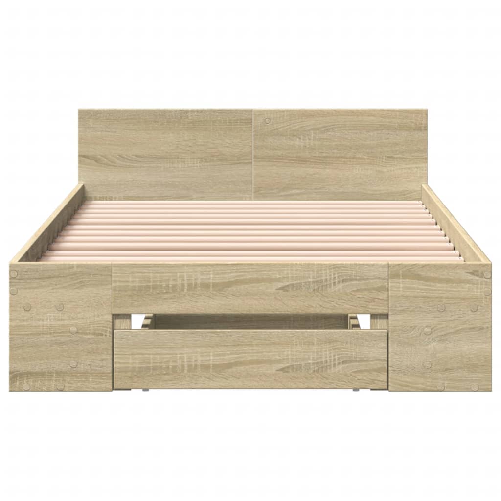 Bed frame with drawer without mattress sonoma oak 100x200 cm