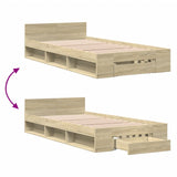 Bed frame with drawer without mattress sonoma oak 100x200 cm