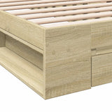 Bed frame with drawer without mattress sonoma oak 100x200 cm