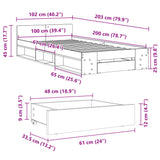 Bed frame with drawer without mattress sonoma oak 100x200 cm