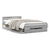 Cadre de lit avec tiroir sans matelas sonoma gris 75x190 cm