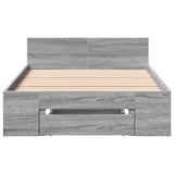 Cadre de lit avec tiroir sans matelas sonoma gris 75x190 cm