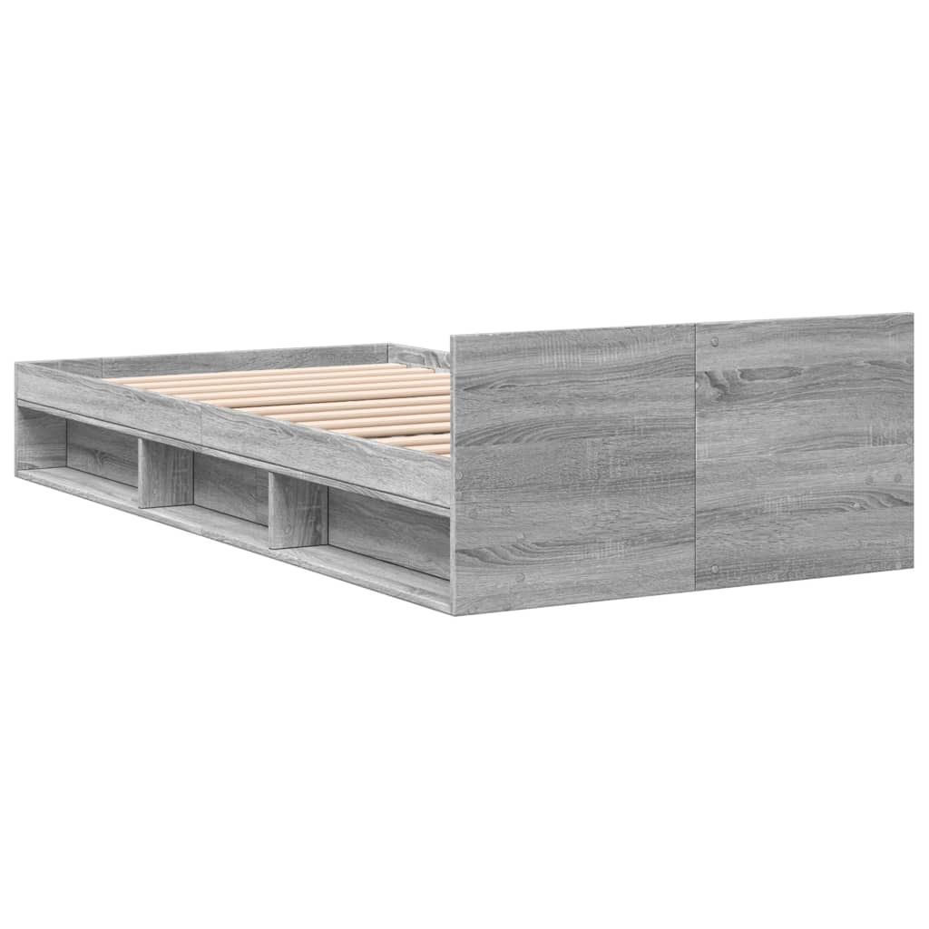 Cadre de lit avec tiroir sans matelas sonoma gris 75x190 cm