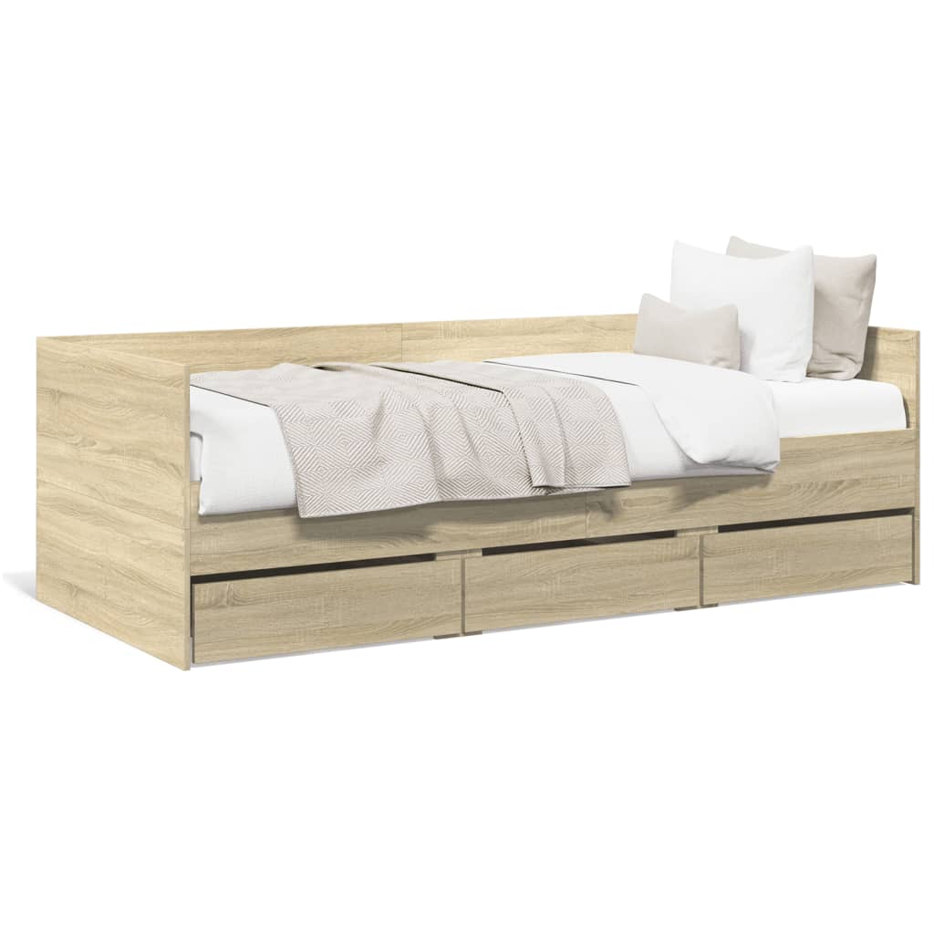 Day bed with drawers without mattress sonoma oak 100x200 cm