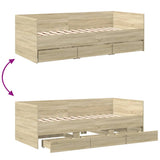 Day bed with drawers without mattress sonoma oak 100x200 cm