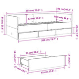 Day bed with drawers without mattress sonoma oak 100x200 cm